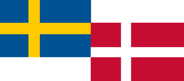 北欧の国スウェーデンとデンマークの国旗